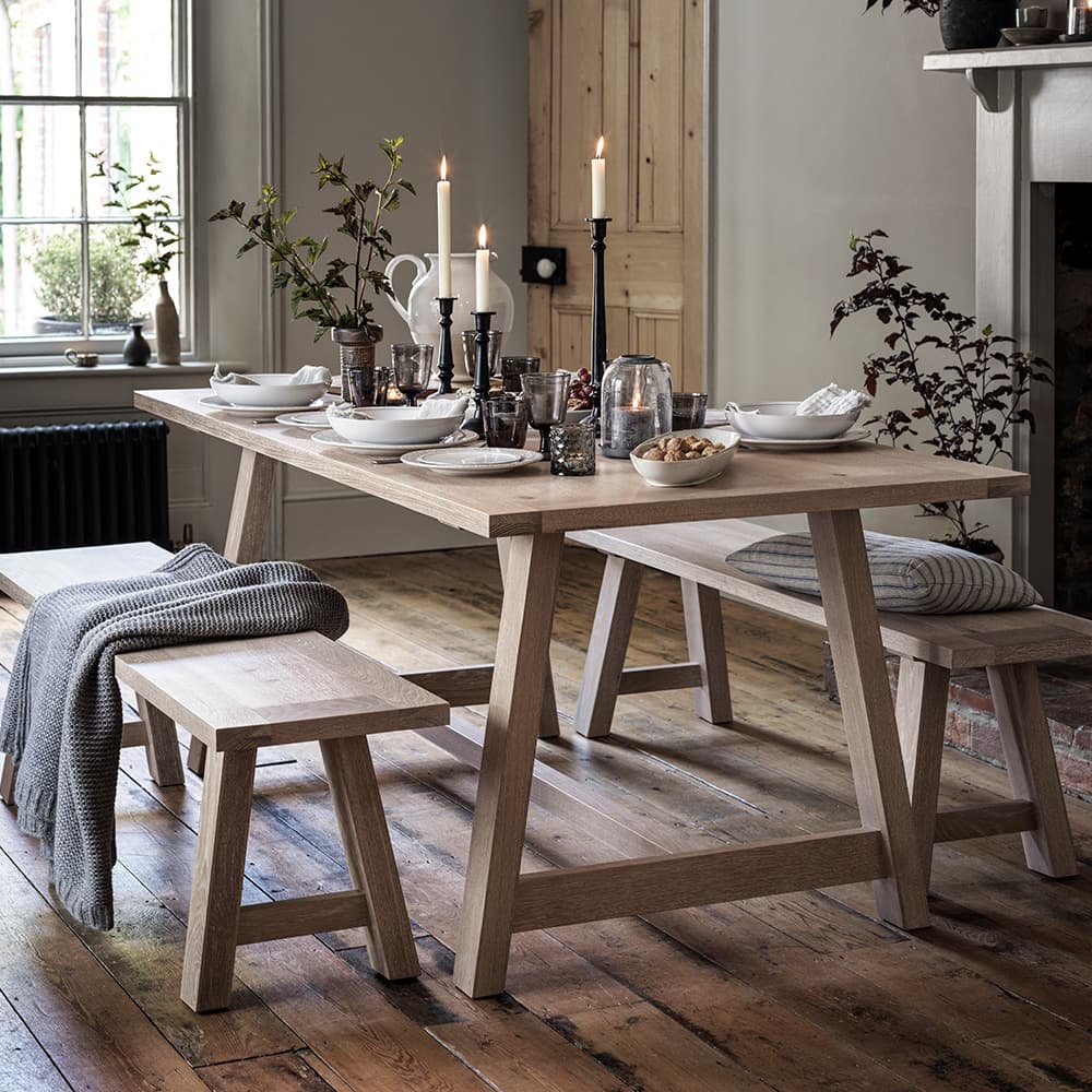 Dining Room Furniture Set, Table and Benches